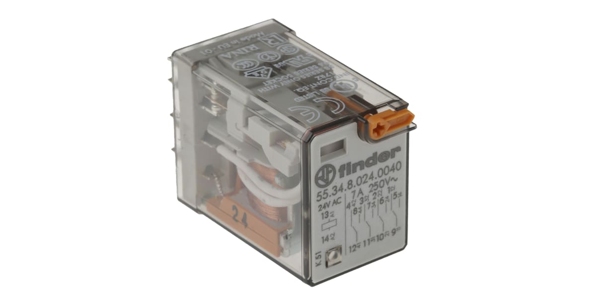 Product image for 4PDT mini plug-in relay,7A 24Vac coil