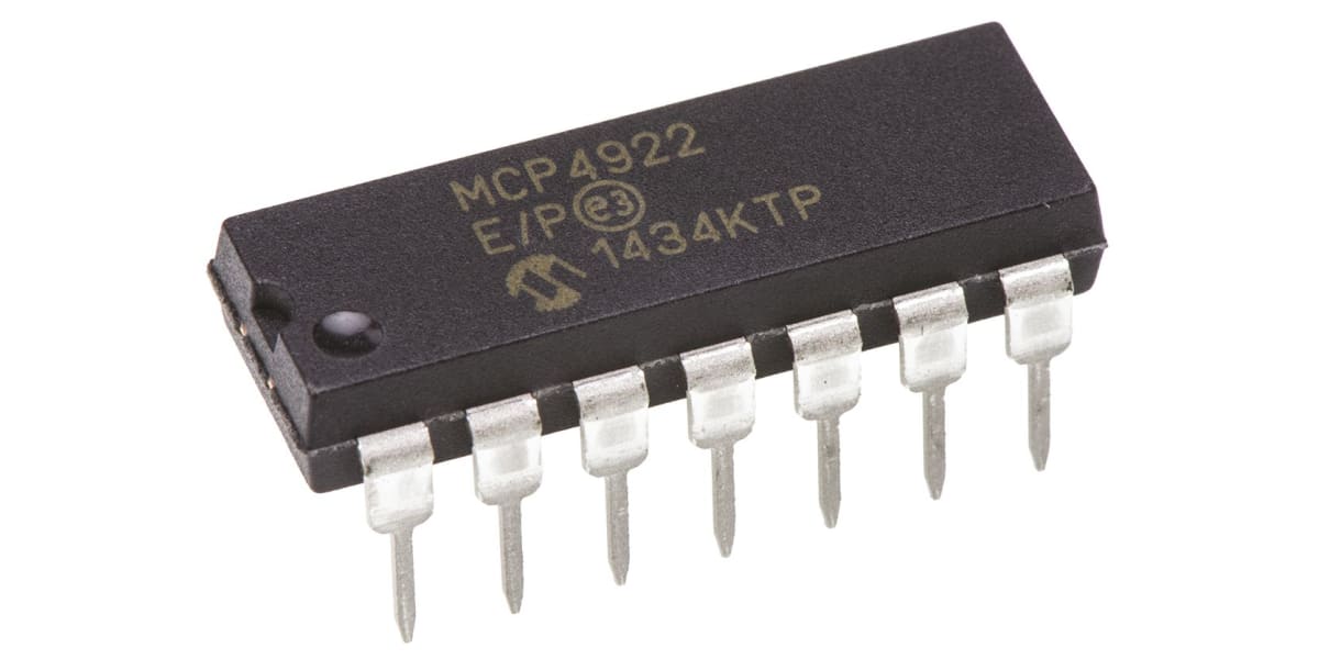 Product image for Dual 12-bit DAC SPI I/F,MCP4922-E/P