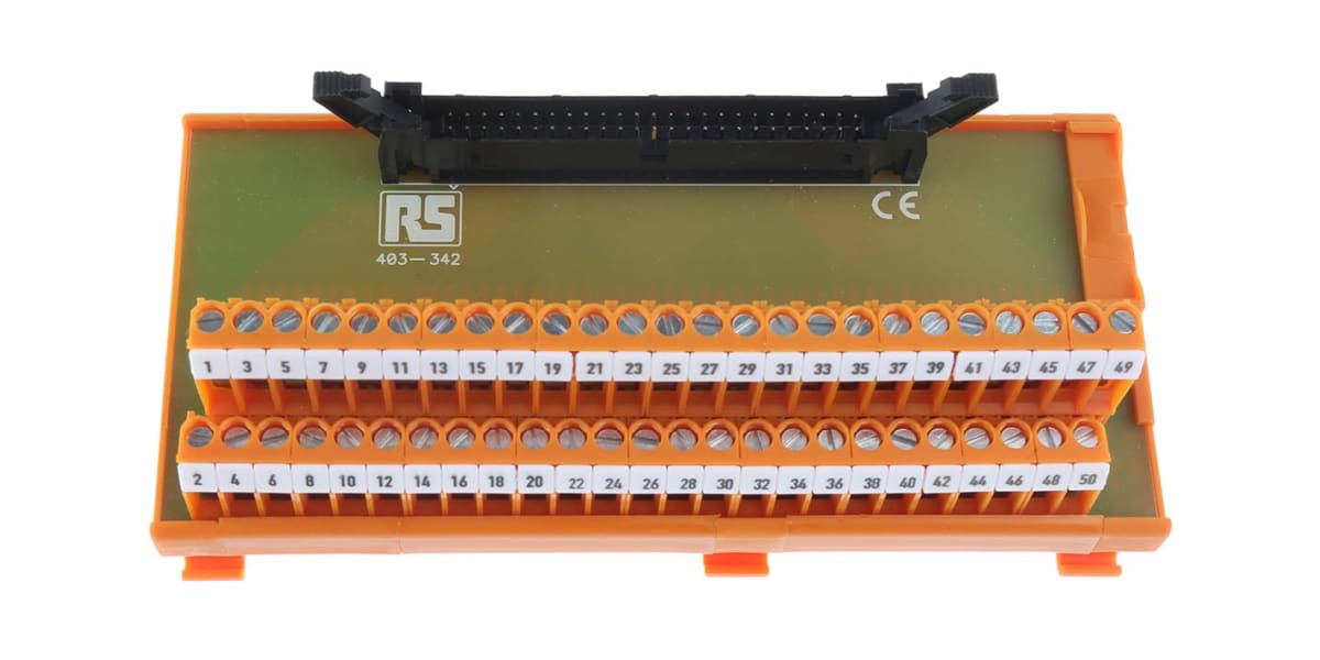 Product image for 50 way IDC header DIN rail terminal