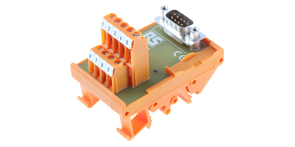 Product image for 9 way D plug DIN rail terminal