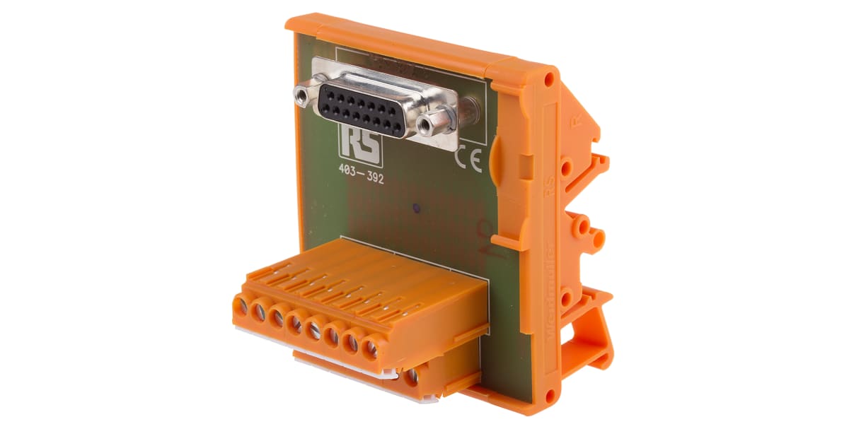 Product image for 15 way D socket DIN rail terminal