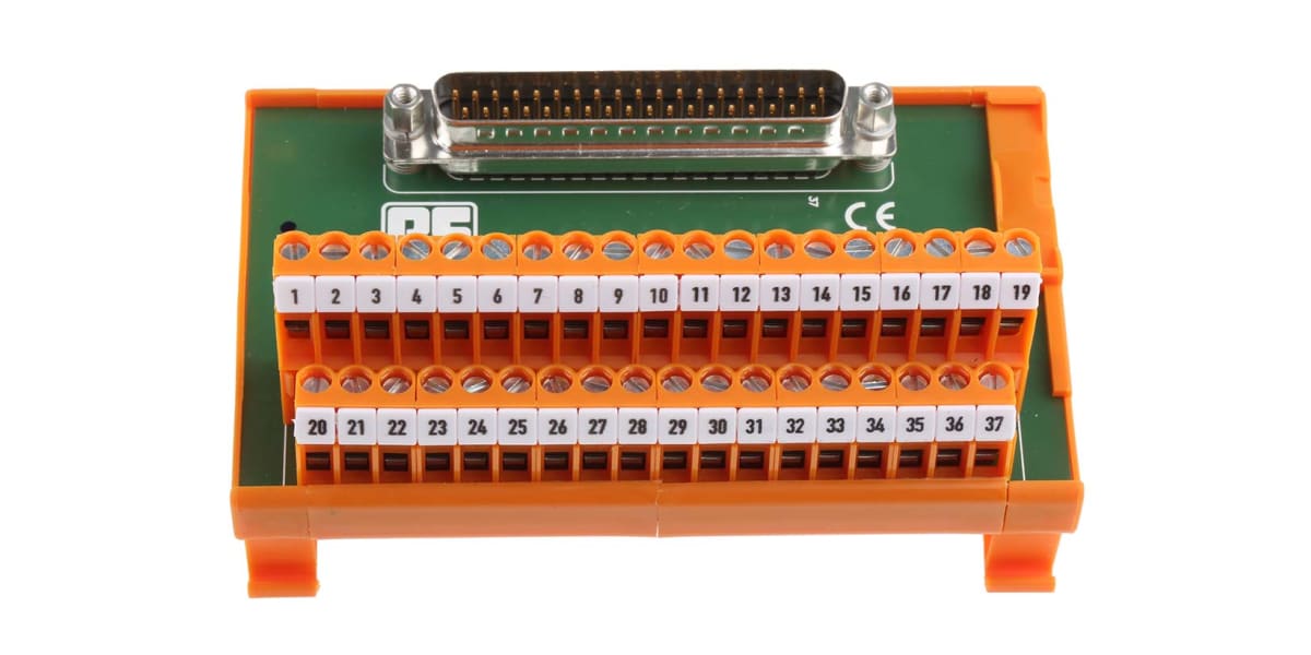 Product image for 37 way D plug DIN rail terminal