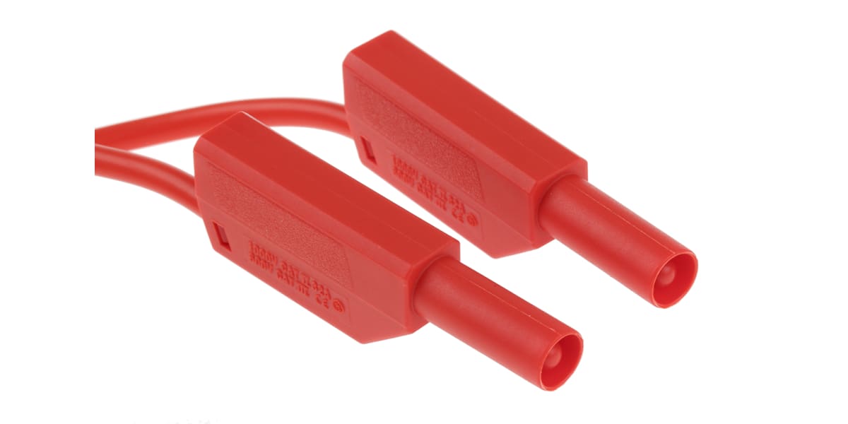 Product image for Red PVC shrouded stackable plug lead