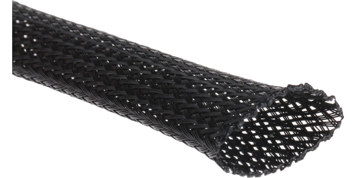 RS PRO Expandable Braided PET Black Cable Sleeve, 25mm Diameter, 10m Length  - RS Components Vietnam