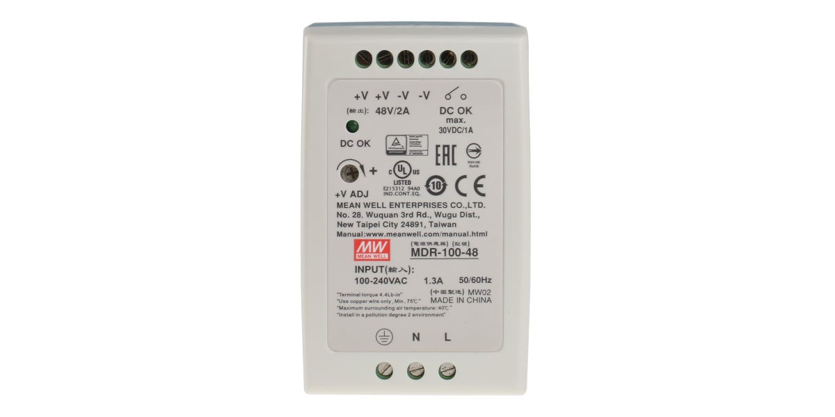 Mean Well MDR Switch Mode DIN Rail Power Supply 85 → 264V ac