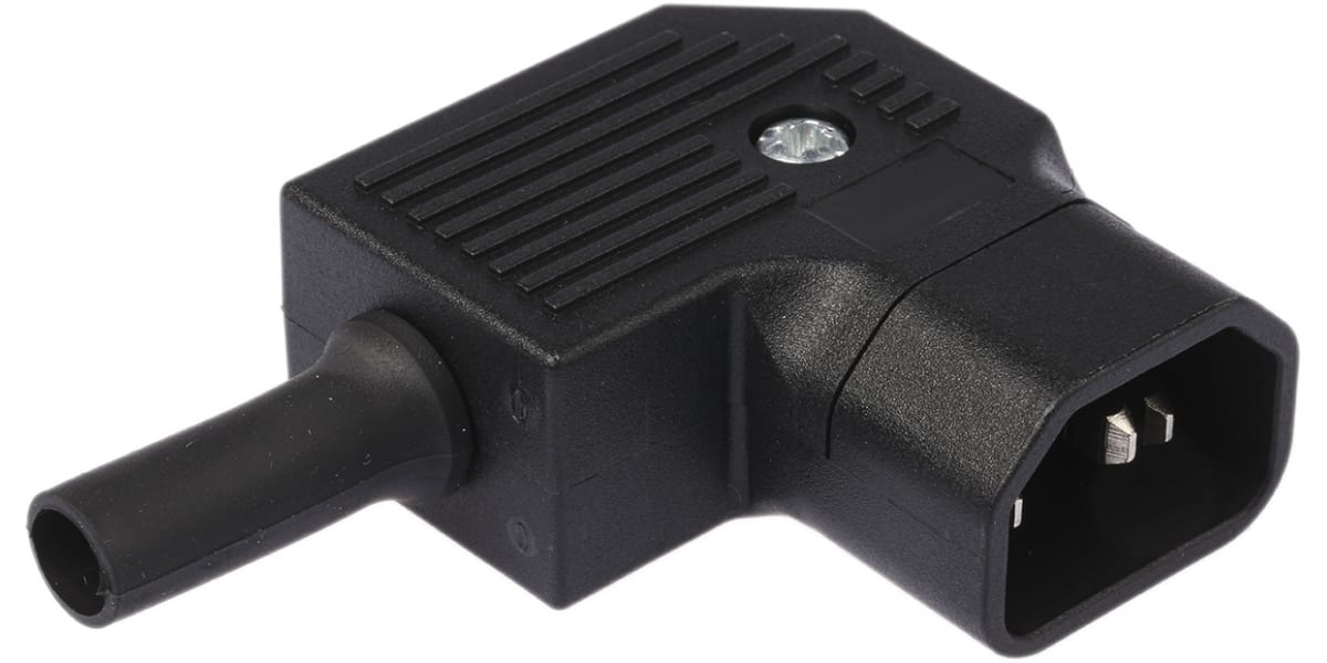 Product image for Bulgin C14 Right Angle Cable Mount IEC Connector Male, 10A, 250 V ac