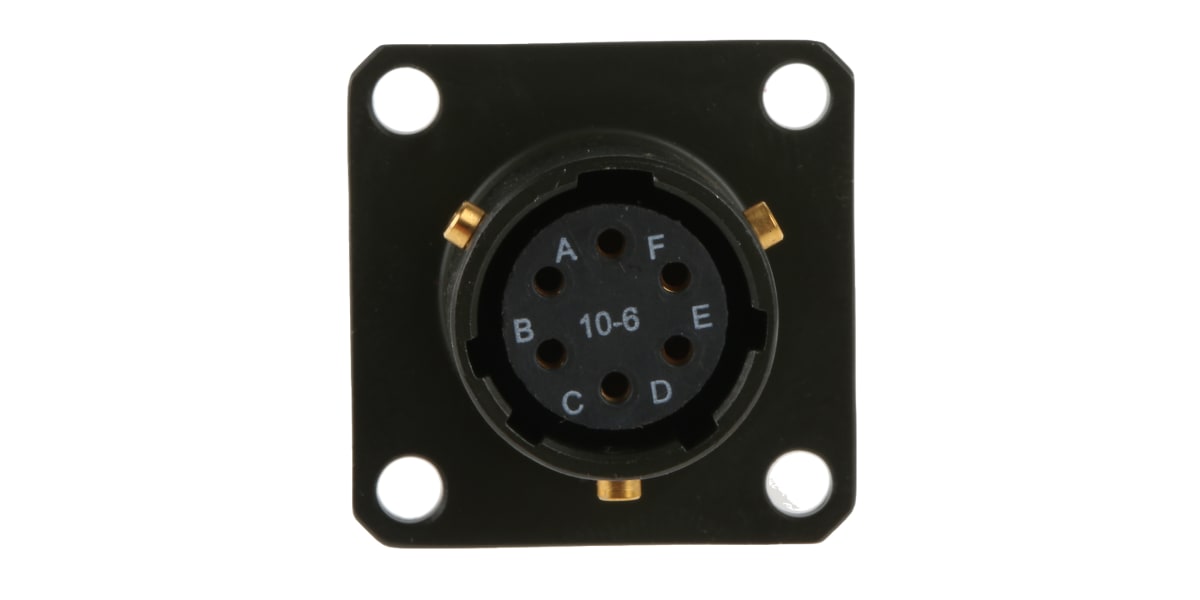 Product image for Sq Flange Receptacle, 6 way Skt Contacts