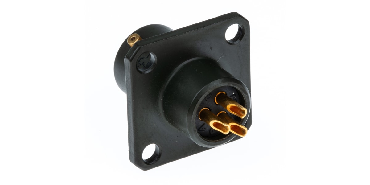 Product image for Sq Flange Receptacle, 3 way Pin Contacts