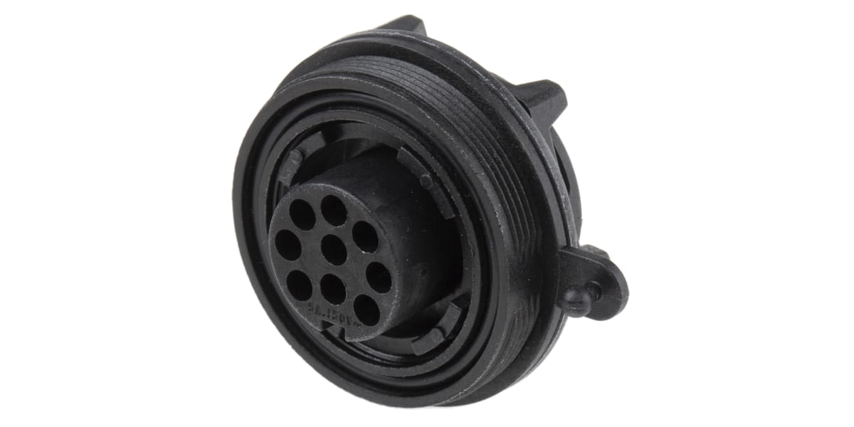 Product image for IP68 9 way jam nut chassis socket,5A