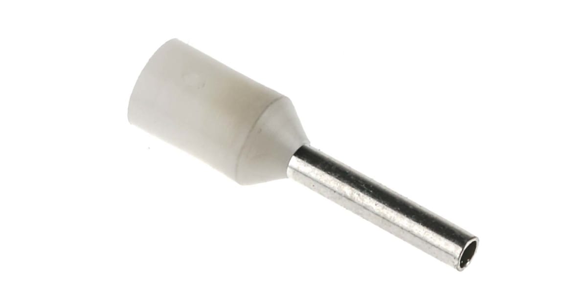 Product image for White insulated bootlace ferrule,8mm pin