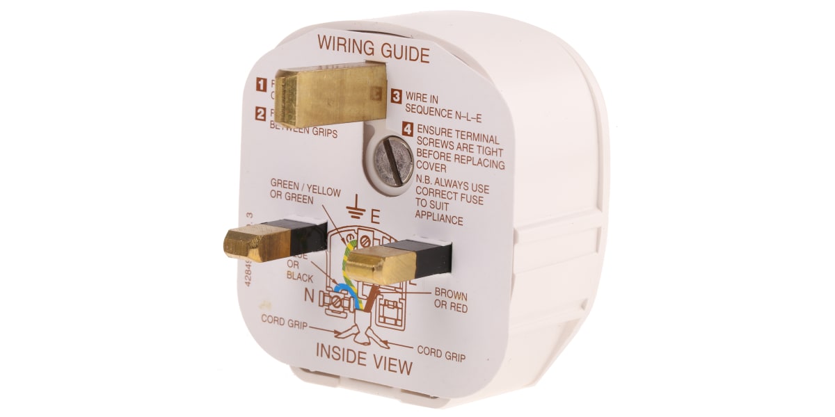 Product image for WHITE 13A MAINS TOUGHPLUG,3A FUSE