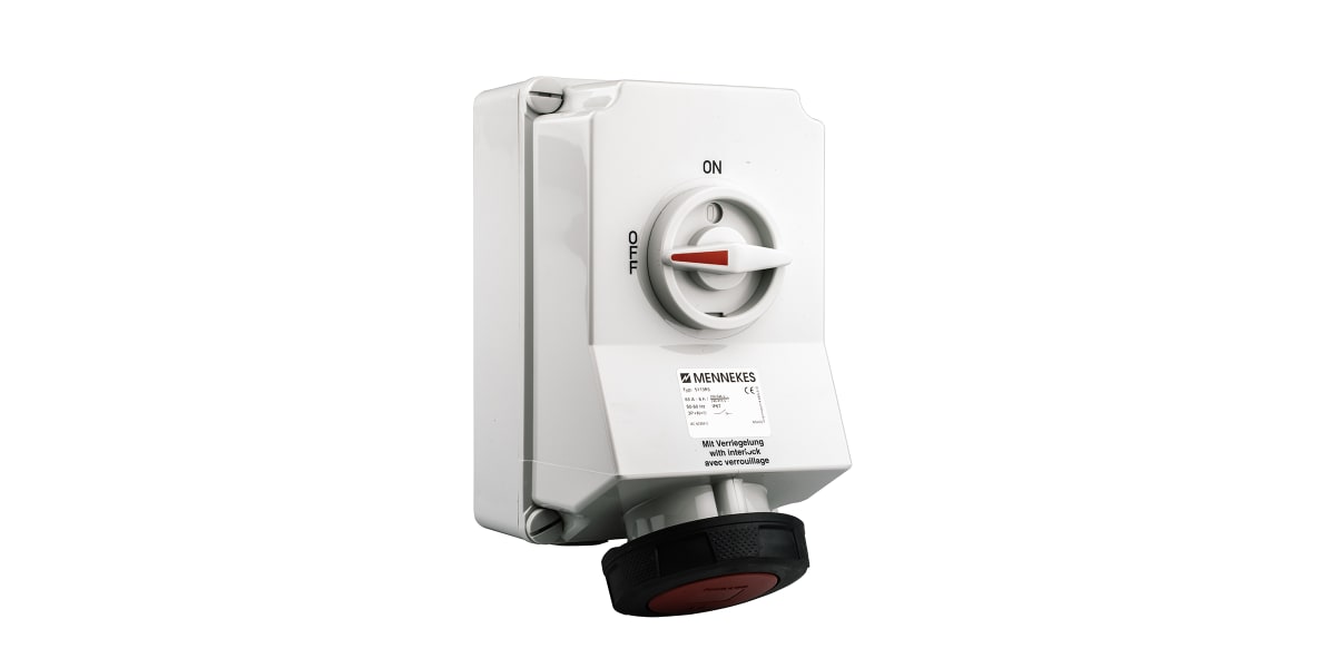 Product image for RED IP67 3PN+E SWITCHED INTERLOCK SKT63A