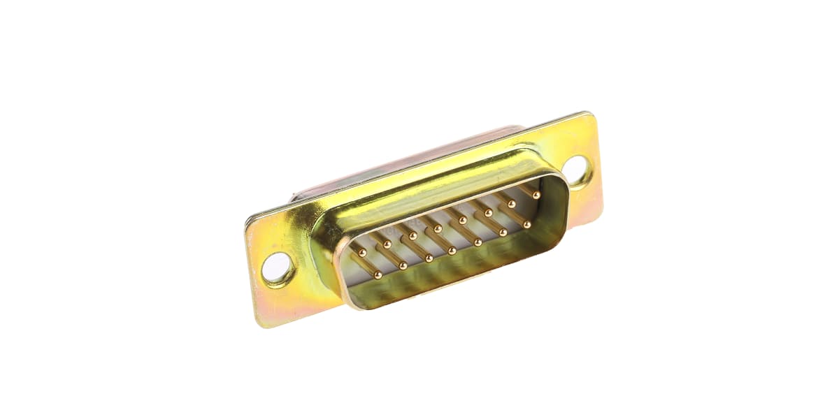 Product image for 15way straight PCB mount D plg,5A 750Vac