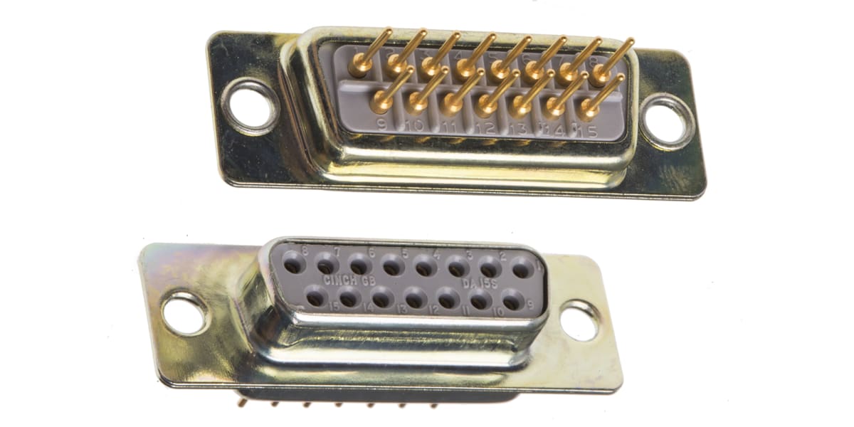 Product image for 15way straight PCB mount D skt,5A 750Vac