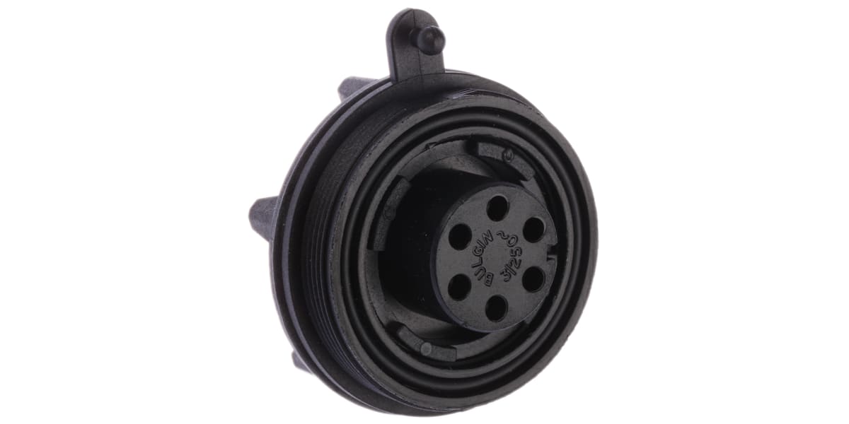 Product image for IP68 6 way jam nut chassis socket,3A