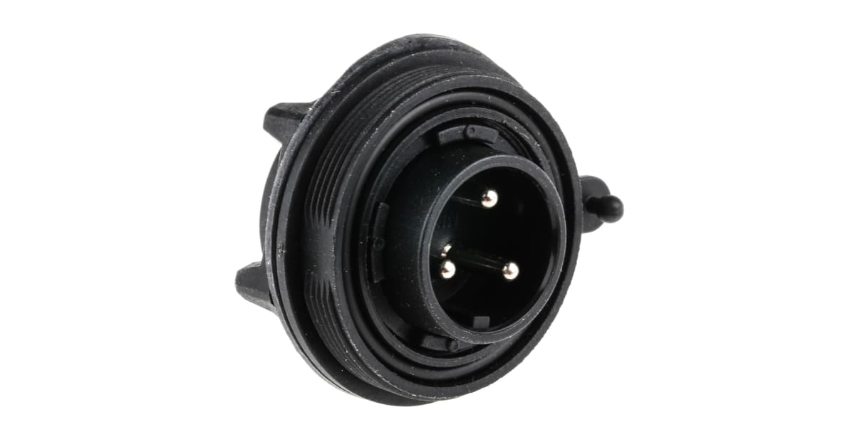 Product image for IP68 3 way jam nut chassis plug,10A