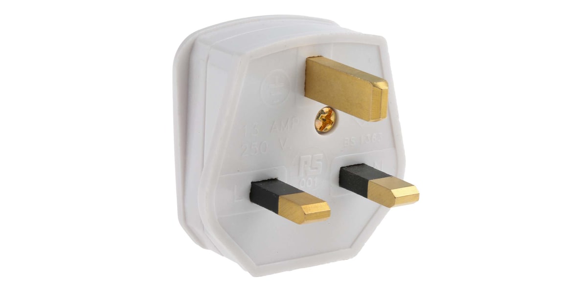 Product image for BS1363 UK 3 PIN 3A MAINS PLUG WHITE