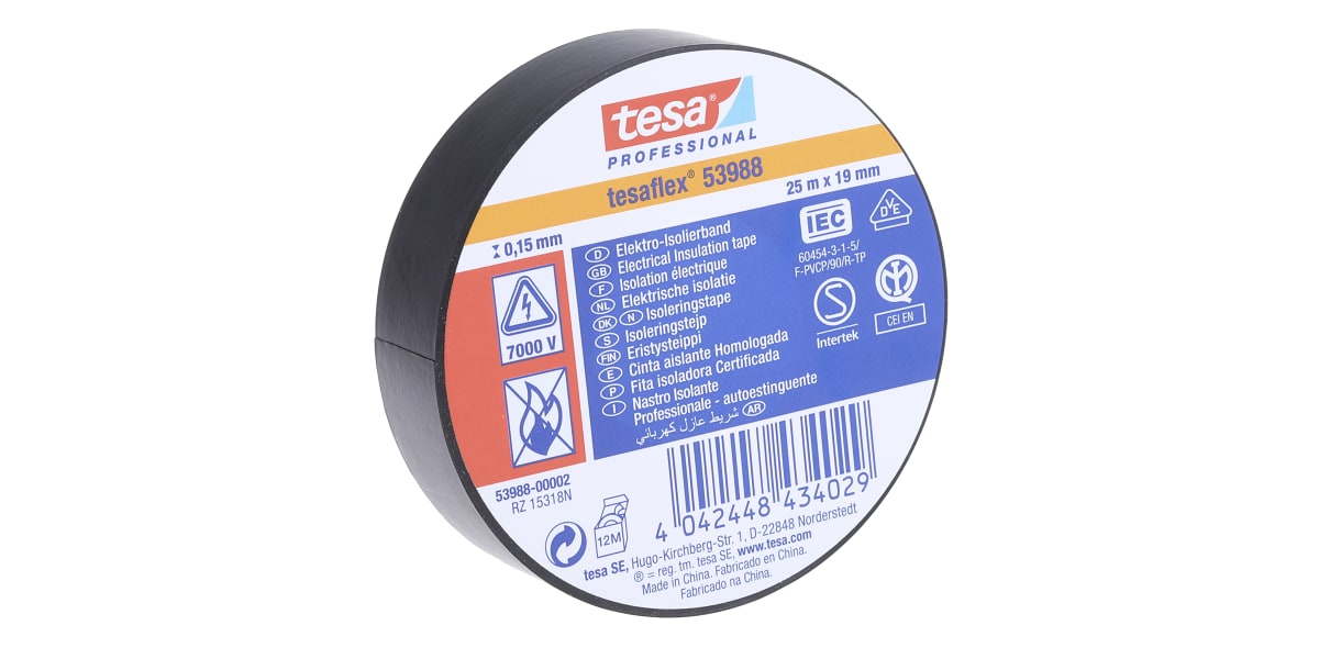 Product image for PVC ELEC INSULATION TAPE 19MMX25M BLACK