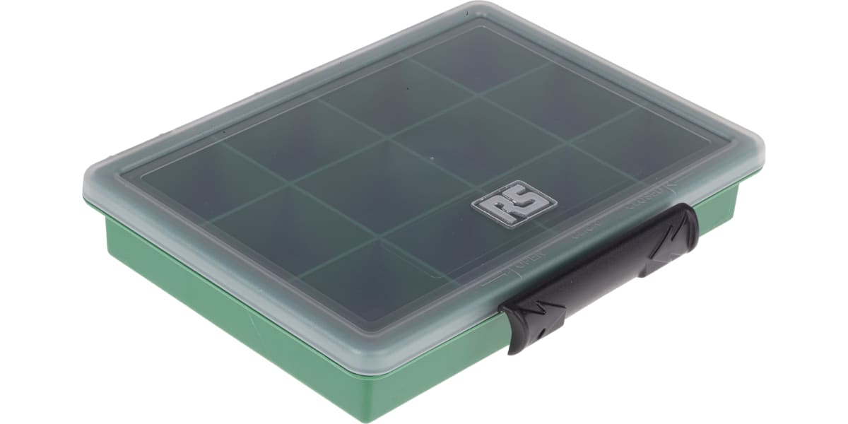 Product image for Green plastic storage box,12 compartment