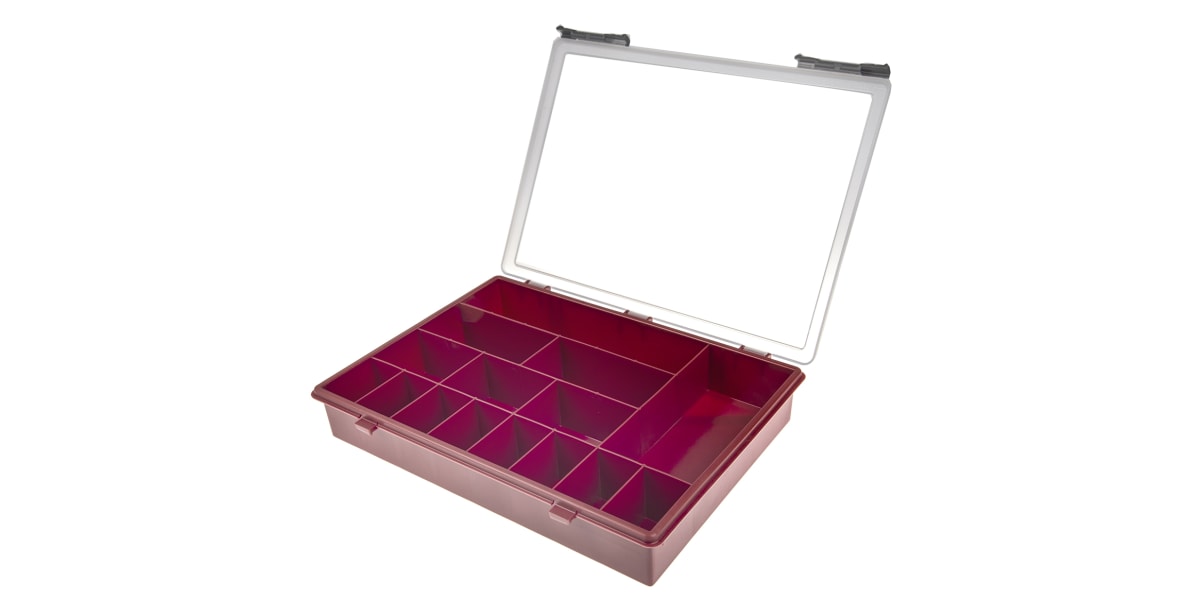 Product image for RED PLASTIC STORAGE BOX,15 COMPARTMENT