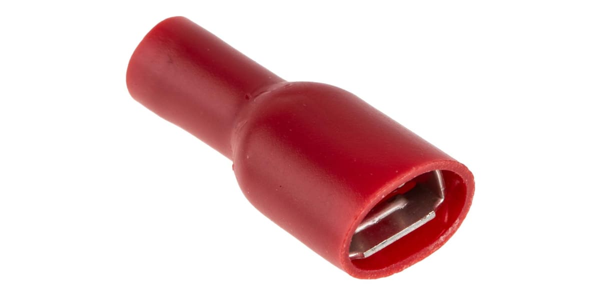 Product image for Red crimp shrouded receptacle, 6.3/0.8mm