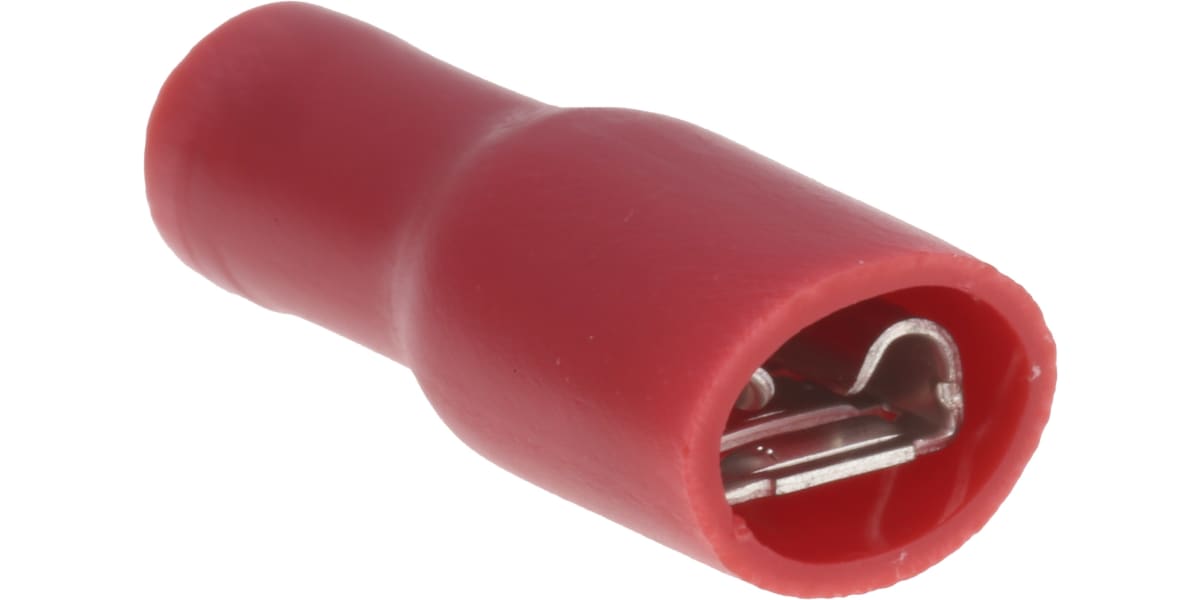 Product image for Red crimp shrouded receptacle, 4.8/0.5mm