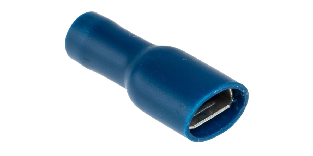 Product image for Blue crimp shrouded receptacle 6.3/0.8mm