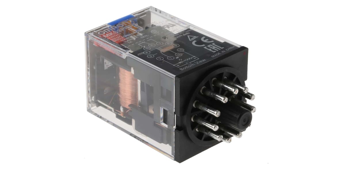 Product image for 11 pin 3PDT relay w/ LED,10A 24Vdc coil