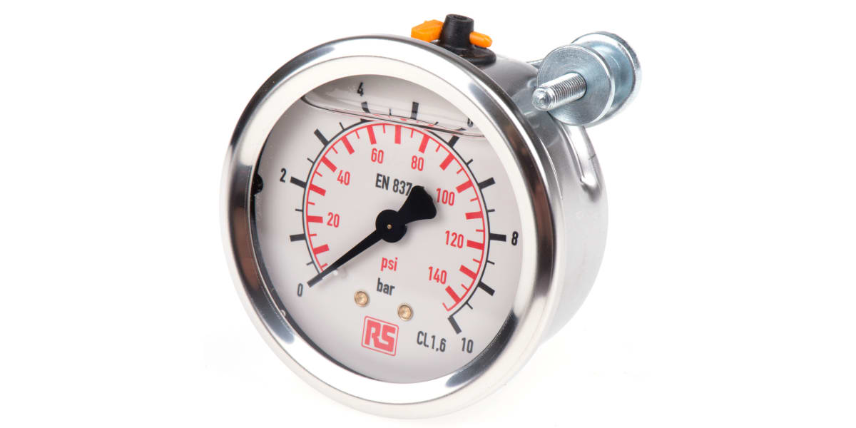 Product image for PRESSURE GAUGE,63MM DIA 0-10 BAR