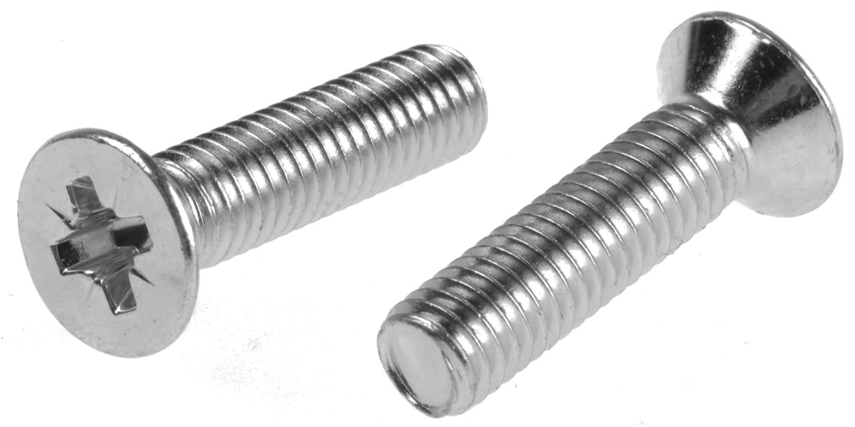 Product image for ZnPt steel cross csk head screw,M6x25mm