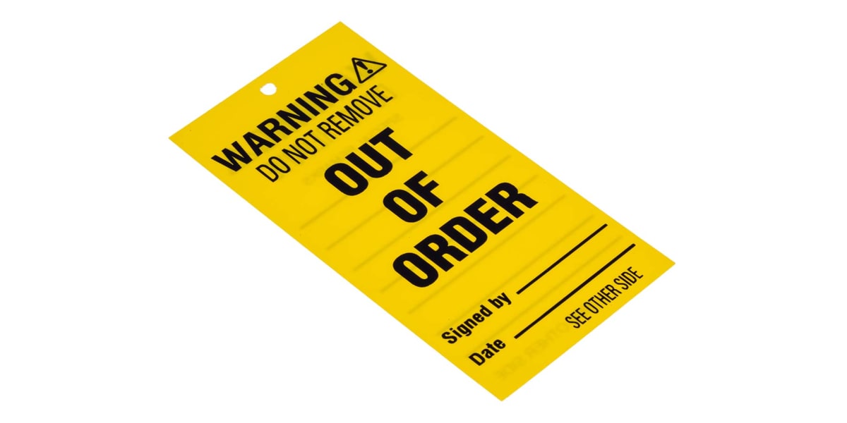 Product image for Rigid plastic warning tag 'Out of Order'