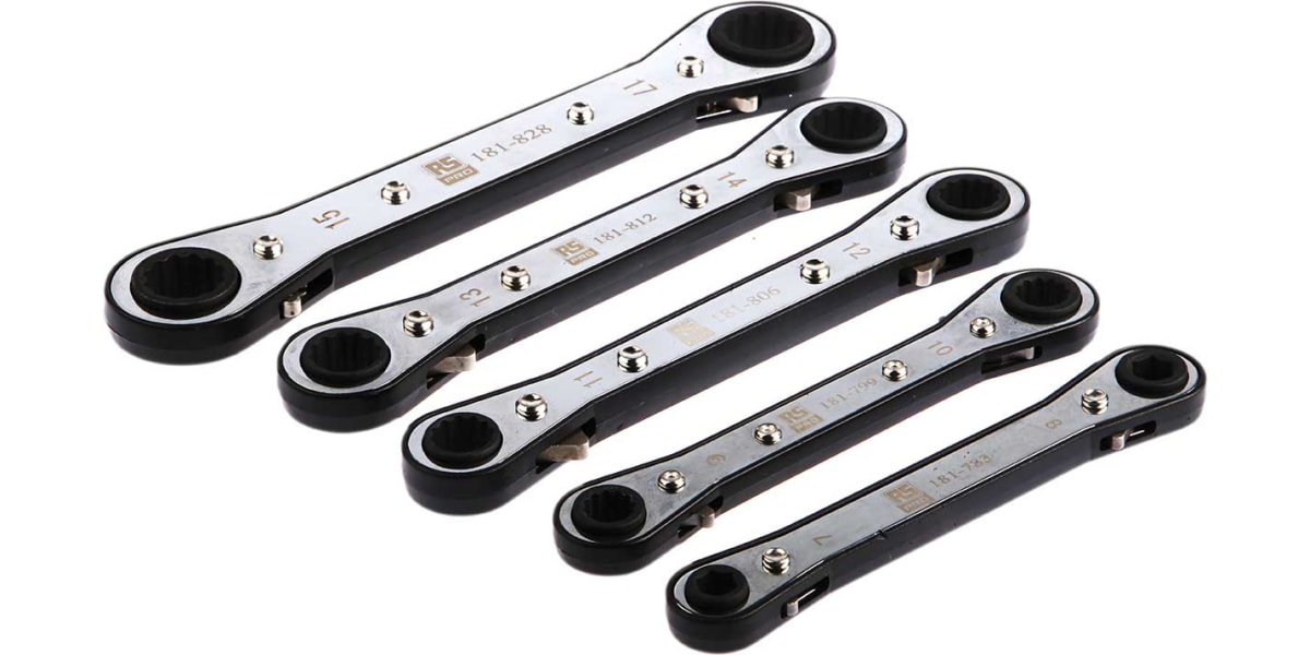 RS PRO 5 Piece Chrome Vanadium Steel Spanner Set RS Components