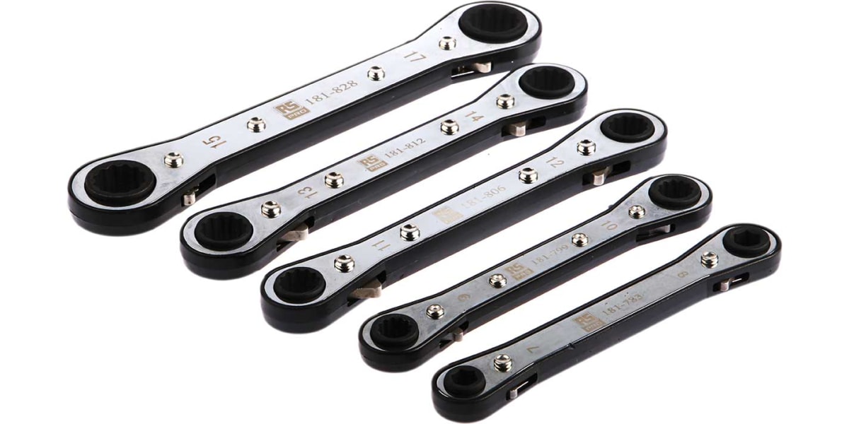 Product image for 5pcs metric ratcheting ring spanner set