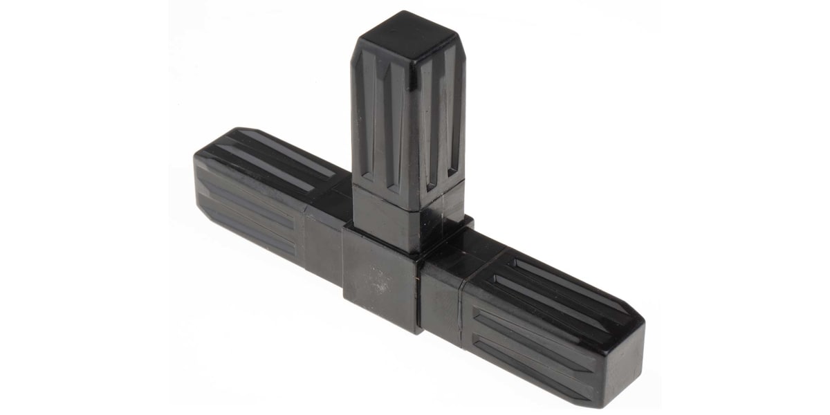 Product image for Black 3 way flat square tube connector