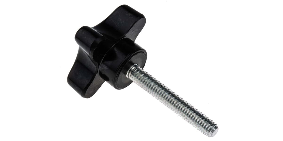 Product image for Black phenolic male cross knob,M6x40mm