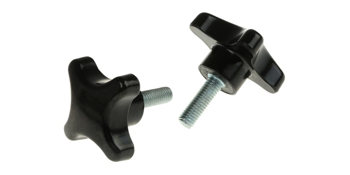 Product image for Black phenolic male cross knob,M8x25mm