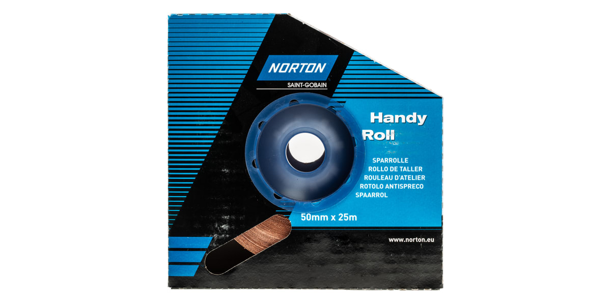 Product image for Norton P120 Fine Sandpaper Roll, 25m x 50mm