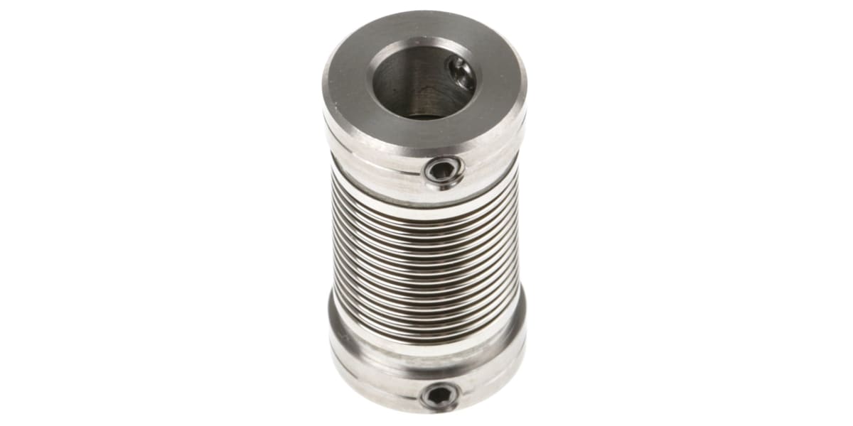 Product image for Huco Electrodeposited Nickel 12mm OD Bellows Coupling With Set Screw Fastening