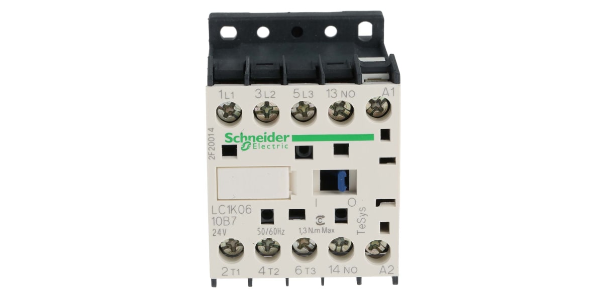 Product image for 3 pole contactor,2.2kW,6A,24Vac coil