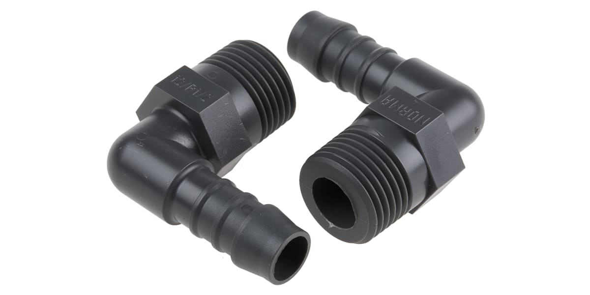 Product image for Elbow connector,1/2in BSPT 12mm ID hose