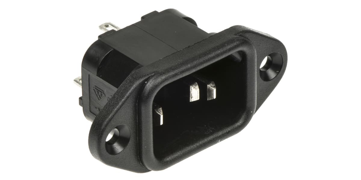 Product image for BLACK FLANGE FIXED PLUG,2.8MM 10A 250VAC