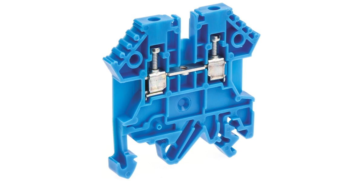 Product image for 2.5MM BLUE DIN RAIL MOUNT TERMINAL,26A