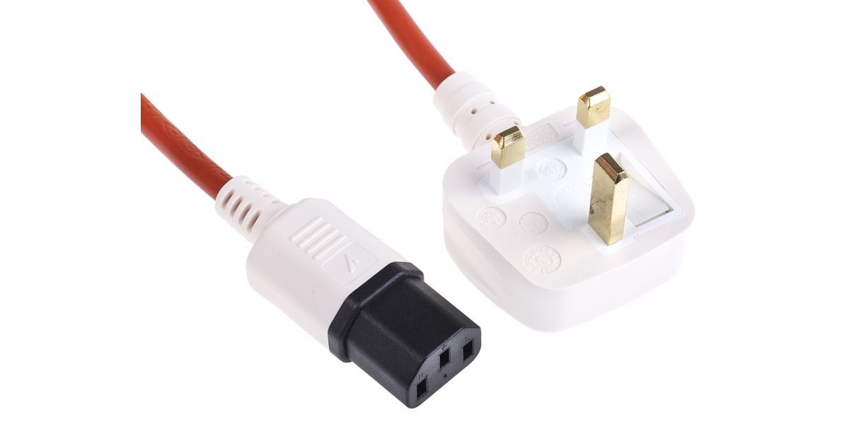 Product image for Power Cord C13 to UK BS1363 high stress