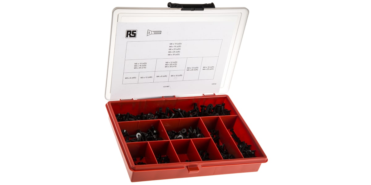 Product image for Blk steel hex socket csk head screw kit