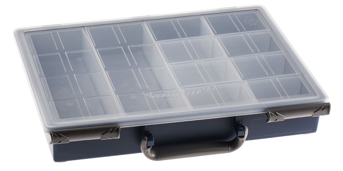 Product image for BLACK PLASTIC STORAGE BOX,10 COMPARTMENT