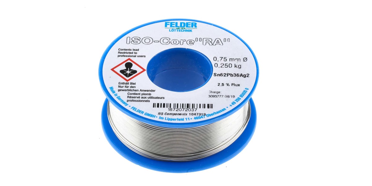 Product image for SOLDER WIRE, RA 2% AG, 0,75 MM