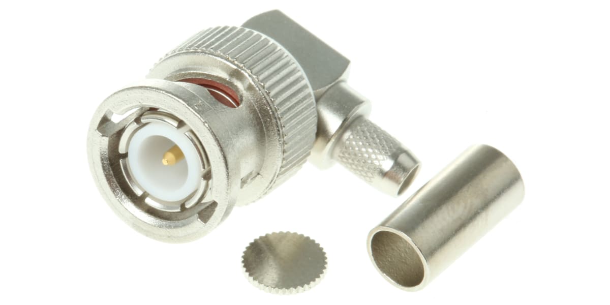 Product image for BNC ANGLED PLUG, CRIMP, 50OHM, RG58C/U