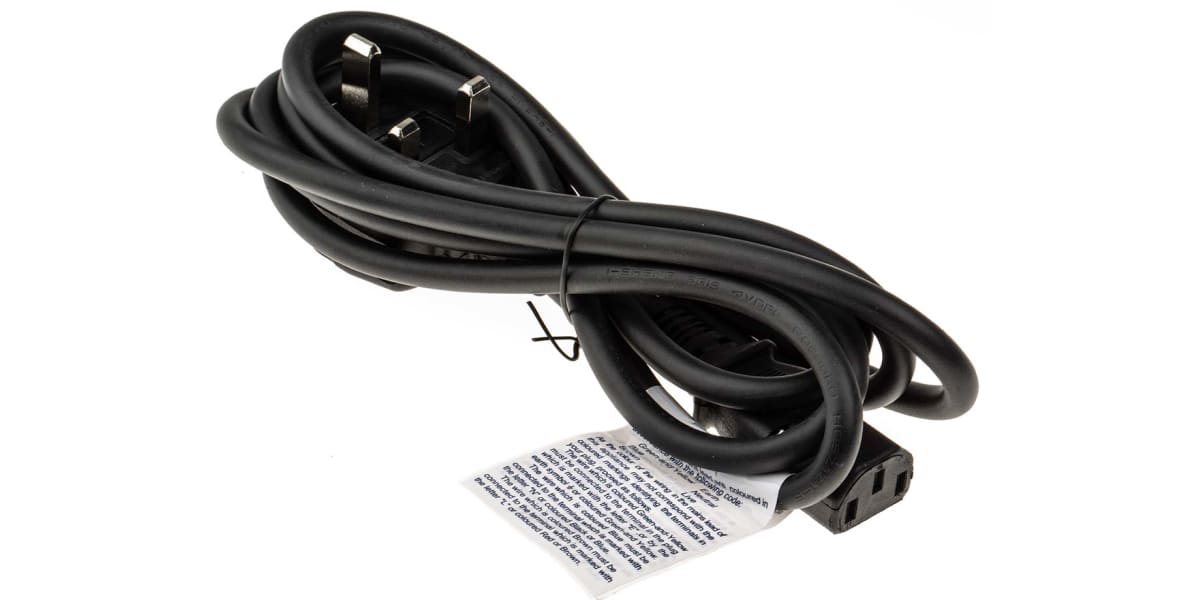 Product image for UK 5A IEC C13 H05Z1Z1-F 1.0mm2 Black 2m