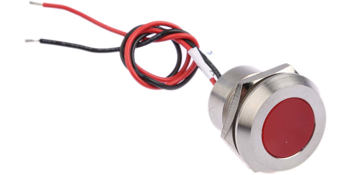 Product image for 22mm 316L stainless steel LED, red 24Vdc