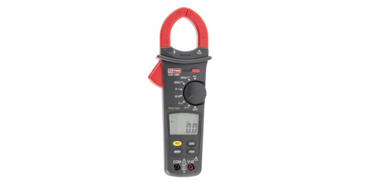 Product image for RS Pro ICM136R Clampmeter, 600 A